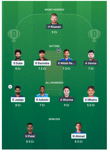 CSK vs SRH Dream11 Prediction Team 1