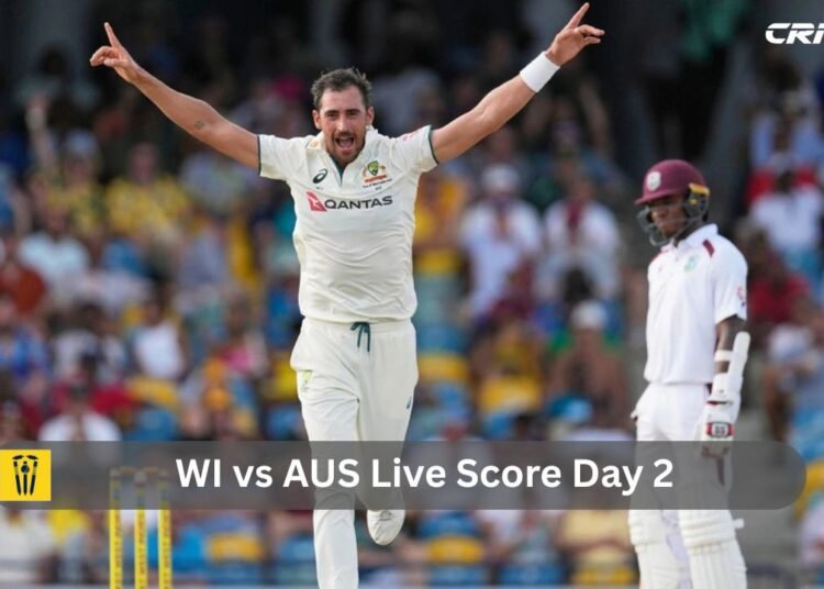 WI vs AUS Live Score Day 2